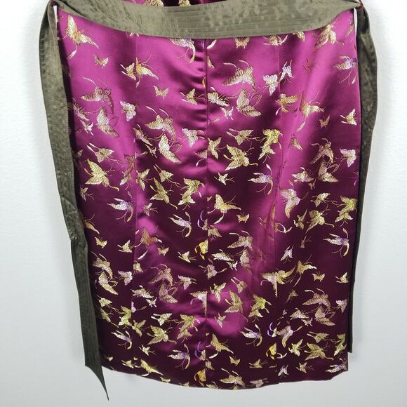 Betsey Johnson New York Rare Purple Satin Midi Butterfly Y2K Sheath Dress Size 6 - Picture 12 of 16